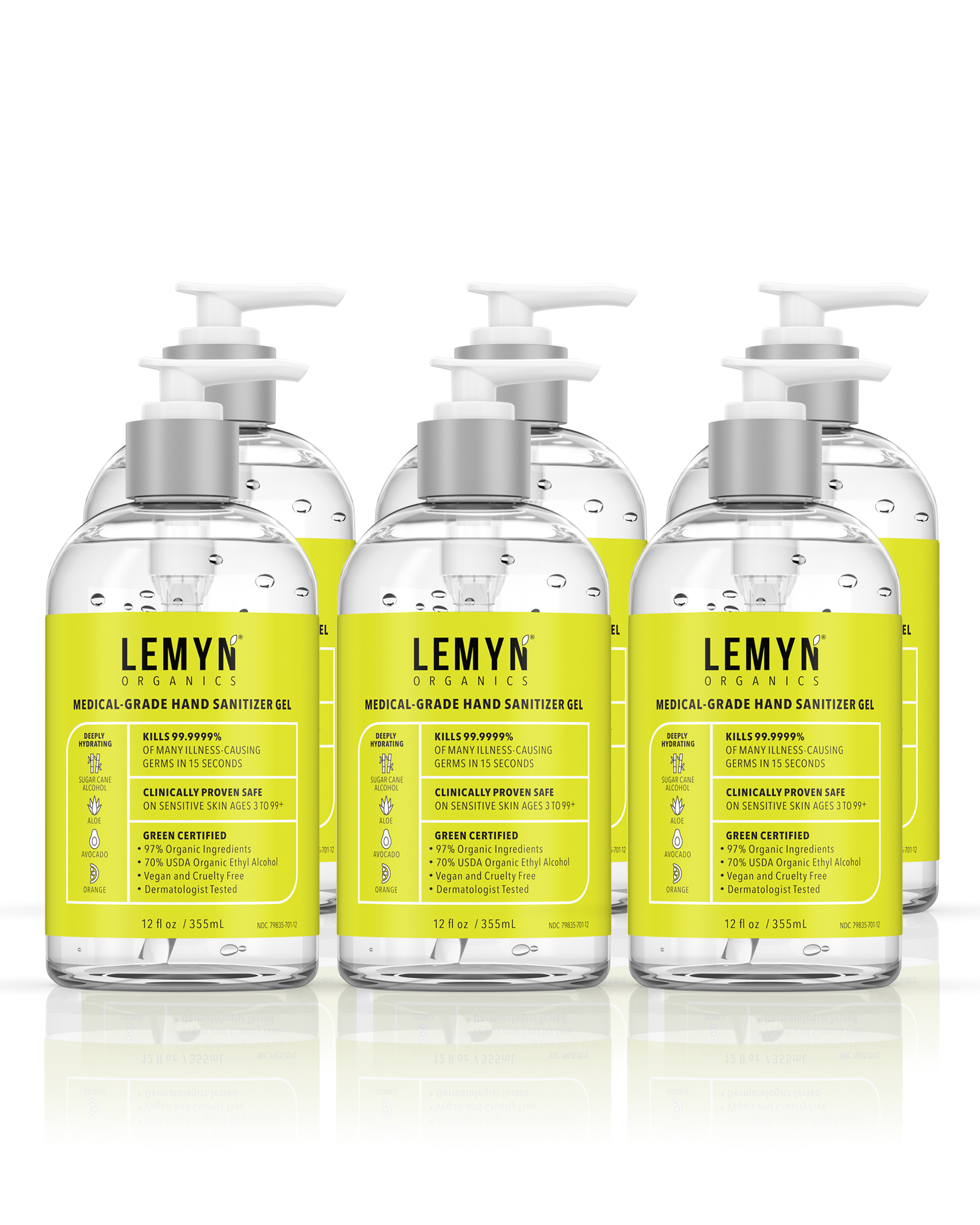 Lemyn Organics Hand Sanitizer | Green Certified &amp; Medical Grade | 355ml - 12 Fl Oz with Pump