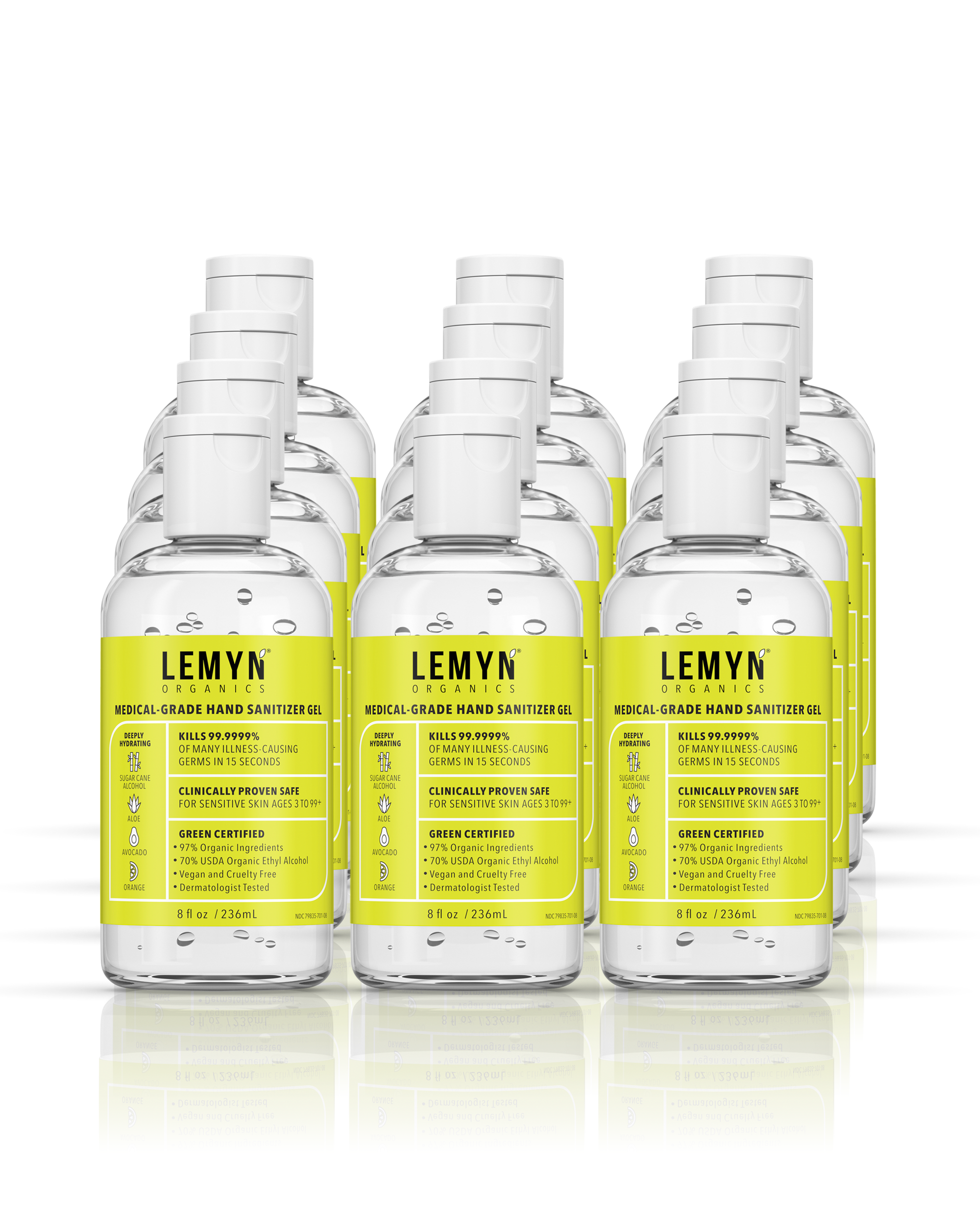 Lemyn Organics Hand Sanitizer | Green Certified &amp; Medical Grade | 236ml - 8 Fl Oz with  Flip-Cap