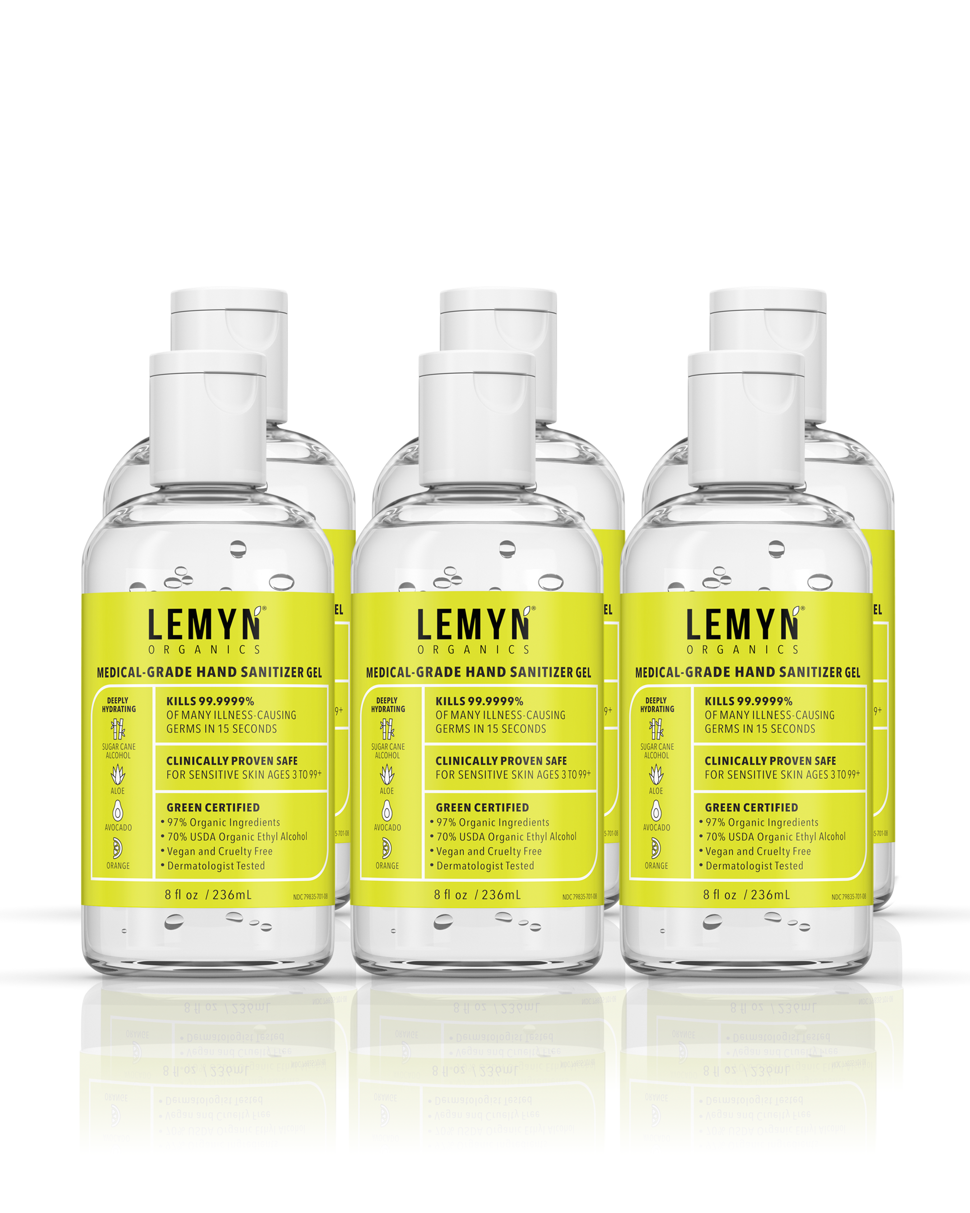 Lemyn Organics Hand Sanitizer | Green Certified &amp; Medical Grade | 236ml - 8 Fl Oz with  Flip-Cap